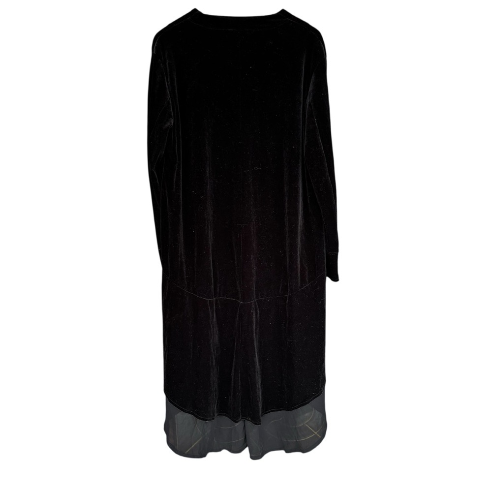 Black Velvet Duster Cardigan Open Front Whimsigoth Fairy Grunge Festival XL - Picture 2 of 6